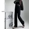 Jeans de Pierna Ancha Negros y Grises para Mujer, Estilo Popular Otoño 2025, Pantalones Rectos de Tiro Alto Sueltos para Petite, Largo hasta el Suelo para Invierno