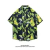 Camisa de Playa para Vacaciones en la Costa de Sanya para Hombre de Manga Corta Estampada Top de Secado Rápido Estilo del Sudeste Asiático Moderno