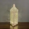 Lámpara de Viento de Hierro Retro Europea Transfronteriza Portavelas Linterna LED Calada Marroquí Decoración Colgante para Ambiente del Hogar