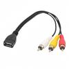 Cable AV USB hembra a 3 RCA macho, decodificador de TV, interfaz USB a adaptador de audio y video de tres cabezales Lotus de cobre