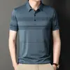 Ropa de Verano para Papá Hombres de Mediana Edad y Mayores Camiseta Rayada Versión con Bolsillo Hombres Solapa Manga Corta Camiseta de Manga Corta Hombres Manga Corta