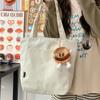 Bolsa de Lona Simples Casual Estilo Japonês Ins para Mulheres Outono 2025 Bolsa Tote de Grande Capacidade Bolsa de Ombro Estudante para Deslocamento