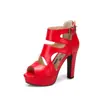 Sandalias de Verano 2026 Estilo Nuevo con Cremallera Trasera, Zapatos de Boca de Pez Huecos, Zapatos de tacón Grueso para Mujer, Zapatos de Talla Grande al por Mayor (Tallas 40-50)