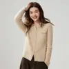 Novo Suéter de Caxemira Feminino Gola Polo Zíper Duplo Tricô Cardigã Emagrecedor Estilo Minimalista Fashion Casual Simples