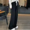 Calça Feminina Wide Leg de Cor Sólida, Cintura Alta com Cordão, Estilo Casual Solto, Nova Calça de Tricô Primavera/Verão 2026