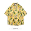Camisa de Playa para Vacaciones en la Costa de Sanya para Hombre de Manga Corta Estampada Top de Secado Rápido Estilo del Sudeste Asiático Moderno