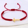 Pulsera tejida roja hecha a mano popular de Amazon para hombres y mujeres, pulsera de pareja con cruz de acero inoxidable transfronteriza europea y americana