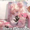 Álbum de Cartões A5 Menina Bonita Rosa Laser Desenho Animado Anime Fivela Magnética Caderno de Folhas Soltas Álbum de Coleção de Couro PU de Alto Valor