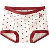 Calcinha Feminina com Estampa de Bolinhas Vermelhas e Ondas para o Ano do Cavalo, Boa Sorte e Fortuna, Cueca Boxer Pequena para Mulheres