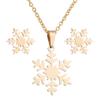 Acero Inoxidable Nuevo Juego de Joyería ins para Mujeres Simple Invierno Navidad Nuevos Pendientes de Copo de Nieve Collar Juego de Tres Piezas