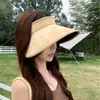 Sombrero de Sol Casual Versátil de Estilo Coreano con Parte Superior Abierta para Mujer, Sombrero de Sol de Ala Ancha con Protección UV para Verano, Sombrero de Sol para Exteriores