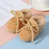 Vendas diretas do fabricante de origem: Sapatos de inverno de algodão para bebês de 3-12 meses para meninos e meninas, sapatos de veludo para bebês com acessórios de laço