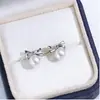 Pendientes de Perlas de Agua Dulce Naturales de Zhuji, Forma de Corazón, Gama Alta, Pendientes de Perlas Simples y Elegantes, Nuevo al por Mayor