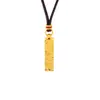 Nuevo Estilo Brillante Hielo Triturado Tridimensional Ladrillo de Imitación Oro Colgante para Mujeres Oro de Arena Vietnamita Barra Cuadrada Sólida de Imitación Oro Collar Joyería