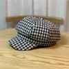 Gorro Octagonal de Espiga Izquierdo-Inferior para Mujer, Moderno y Versátil, Gorro Retro Estilo Pintor Británico para Otoño e Invierno, Gorro Moderno y Versátil Estilo Coreano