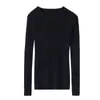 Suéter de Cachemira para Mujer Otoño e Invierno, Hilo Fino, Suave y Liso, Cuello Redondo, Manga Larga, Jersey, Corte Ajustado, Prenda Base de Lana