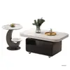 Mesa de centro rectangular de piedra, mesa de centro italiana minimalista de lujo ligero para apartamentos pequeños, mesa de centro para sala de estar, uso doméstico para apartamentos pequeños