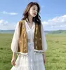 Chaleco Cárdigan Bordado con Borlas de Estilo Étnico, Ante Sintético, Cuello en V, Retro para Mujer con un Diseño Chino Nuevo Único y Chic
