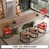 Mesa de Té de Pizarra con Veta de Madera 2025 Nuevo Juego de Té de Gama Alta Estilo Chino Nuevo Tetera Integrada Mesa de Té Totalmente Automática para Oficina
