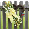 Arreglo de Corona de Flores Artificiales Hechas a Mano con Forma de Corazón de Zonghong, Decoración con Lazo Amarillo para el Día de San Valentín y el Día de la Madre Colgante de Puerta