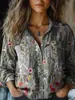 (Nuevo Color) Moda Femenina de Amazon Transfronteriza Nueva Primavera/Verano 2025 Versátil para Todo, Estampado Casual con Solapa