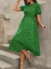 Vestido Verano Europeo y Americano Comercio Exterior Transfronterizo Nuevo Estilo para Mujer Amazon Aliexpress Estampado Floral Vestido de Manga Abullonada