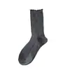 Meias Nervuradas de Ponto Duplo com Punho Solto para Outono e Inverno para Mulheres Meias Casuais de Cano Médio para Mulheres Cor Sólida Versátil para Calçar com Cadarço Respirável