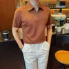 Tiktok Dropshipping Masculino Novo Estilo Verão Poliéster-Algodão Elastano Camisa Polo Casual Manga Curta Meio Zíper Respirável Camiseta