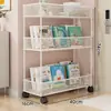 Prateleira de armazenamento para porta, estante com rodas, pequeno carrinho para sala de estar, quarto, livros ilustrados infantis, armário de armazenamento simples de várias camadas, grande capacidade