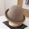 Sombrero de Copa Redondo de Color Sólido Estilo Francés para Mujer, Sombrero de Cubo Pequeño Hueco para Adelgazar la Cara Otoño e Invierno, Sombrero Cloche Simple Cálido para Exteriores