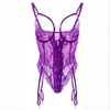 Ropa Interior Sexy Sexy Jumpsuit Morado de Encaje con Aro de Acero Uniforme Traje Puro
