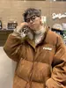 Chaqueta de Pana de Algodón Estilo Americano para Hombre, Nueva Ropa Gruesa de Algodón de Invierno, Abrigo de Algodón Retro Holgado Casual Versátil con Cuello Alto