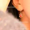 Pendientes de Calabaza Kirin Heweisha para Mujer Mismo Estilo que Liu Shishi Pendientes Rojos Chinos Perla Blanca Ágata Roja Pendientes Exquisitos
