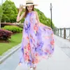 Vestido Feminino de Chiffon Floral Sem Mangas Ombro a Ombro Estilo Fresco Europeu e Americano 2023 Novo Verão Vestido com Gola Halter
