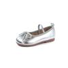 Sapatos de Couro com Laço para Meninas - Primavera e Outono, Novos Mocassins Prata Estilo Princesa, Sapatos Individuais Vermelhos