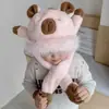 Sombrero con Orejas Móviles de Celebridad de Internet, Bufanda, Guantes, Sombrero de Peluche Todo en Uno, Lindo Sombrero Cálido de Invierno para Ciclismo para Niños y Niñas