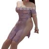 Raposa Sedutora Lingerie Sexy Nova Renda Sexy Saia Longa Uniforme Vestido Roxo Conjunto de Pijama Puro Desejo Qqny