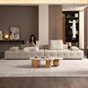 Conjunto de Sala de Estar Reto com Sofá de Tecido Lawrence Minimalista Cor Creme Estilo Italiano para Apartamentos Pequenos