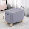 Taburete pequeño de tela para el hogar, taburete para cambiarse los zapatos, reposapiés para sofá de sala de estar, banco pequeño de madera para niños, asiento cuadrado de madera para sala de estar