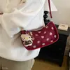 Bolsa de ombro com poá em veludo, bolsa de mão de camurça requintada e fashion, estilo coreano vintage 2026, nova bolsa de ombro única e transversal para mulheres, outono