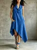 Vestido de verano sin mangas sexy asimétrico popular nuevo europeo y americano 2026, vestido casual femenino de color liso con cuello en V