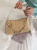 Bolso de hombro tejido minimalista estilo coreano, bolso de moda a la moda con bloques de color para llevar debajo del brazo, bolso de paja único y casual