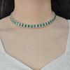 Diseño de Alta Moda Destacado en Verde y Blanco Collar Esmeralda Cadena para Clavícula Mujer x8250
