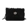 2025 Bolso de Hombro Nuevo Cadena de Mezclilla Flip Bolso Cuadrado Pequeño Calidad Personalizado Borde Crudo Rombo Moda Bolso Cruzado