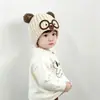 Gorro para bebé para otoño e invierno, lindo diseño de perro con gafas, gorro de lana unisex para niños, gorro de punto cálido tipo jersey, gorro con protección para orejas para niños