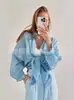 Camisa cárdigan transparente de mujer para primavera-verano de comercio exterior europeo y americano, holgada, casual, chaqueta superior cómoda