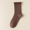 Calcetines con Volantes para Mujer para Otoño, Calcetines hasta la Mitad de la Pantorrilla con Suelas de Algodón Puro, Puño Suelto sin Costuras, Calcetines Slouch, Calcetines Largos Blancos con Bordes Enrollados de Moda
