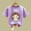 Camisetas de Verano de Manga Corta para Niñas, Nuevo Estilo, Lindas, Estilo Coreano, de Verano, Media Manga, Algodón Puro, Estampadas, Modernas, para Niños Pequeños y Medianos