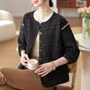 Casaco de Primavera da Mamãe, Blusa Pequena Elegante e Nobre, Cardigã de Gola Redonda de Manga Longa Novo para Primavera e Outono de Mulheres de Meia-Idade e Idosas