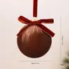 Novo produto transfronteiriço: Enfeite de bola de Natal de veludo com laço, bola de plástico para decoração de árvore de Natal, decoração suspensa para atmosfera natalina
